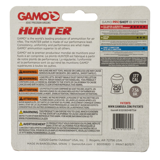 GAMO HUNTER ROUND NOSE 177CAL 250CT