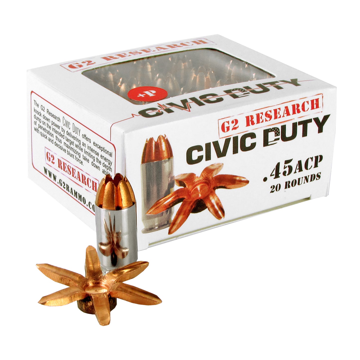 G2 Research Civic Duty 45 ACP 164gr Lead-Free – 20 Rounds