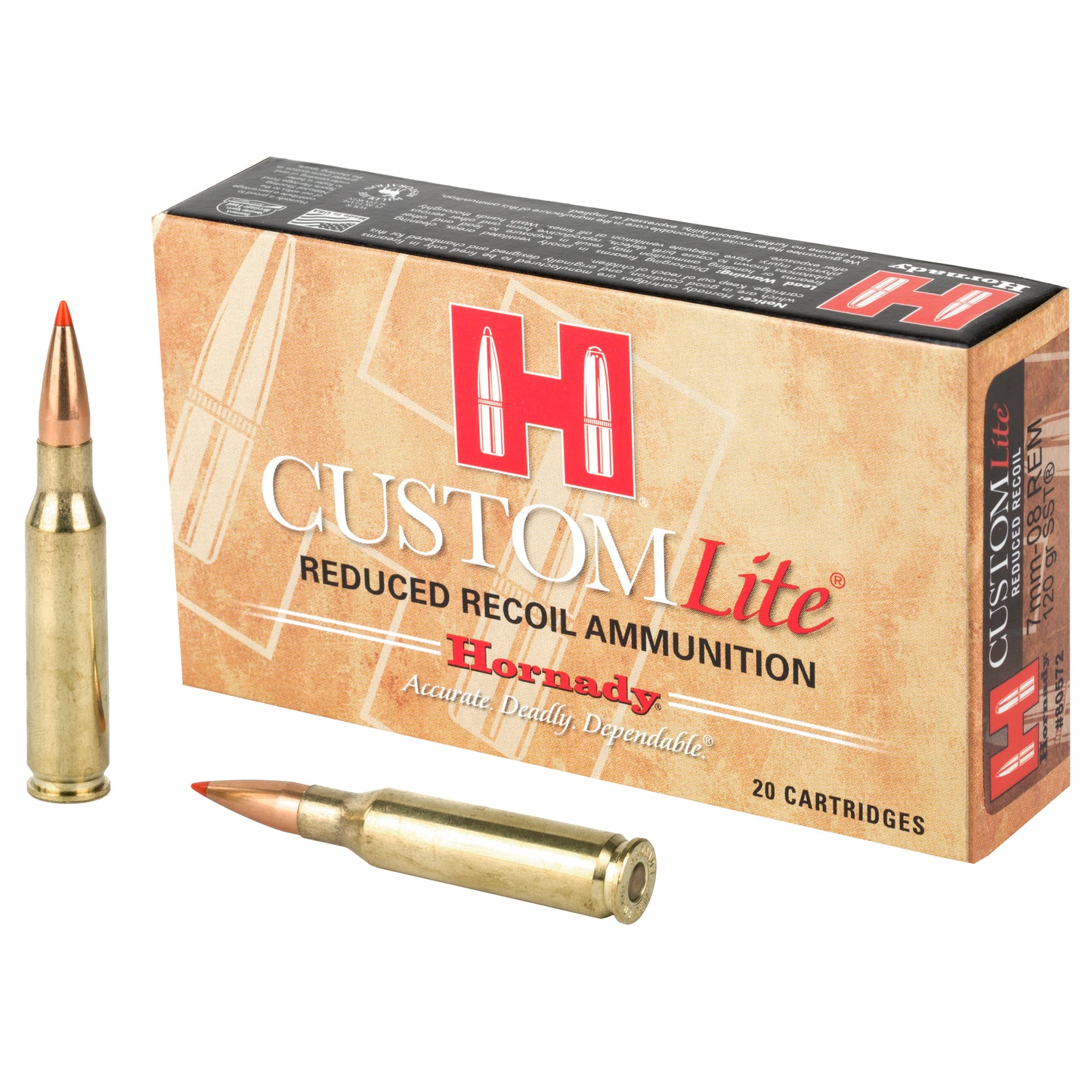 Hornady Custom Lite 7mm-08 Rem 120gr SST Low Recoil – 20 Rounds