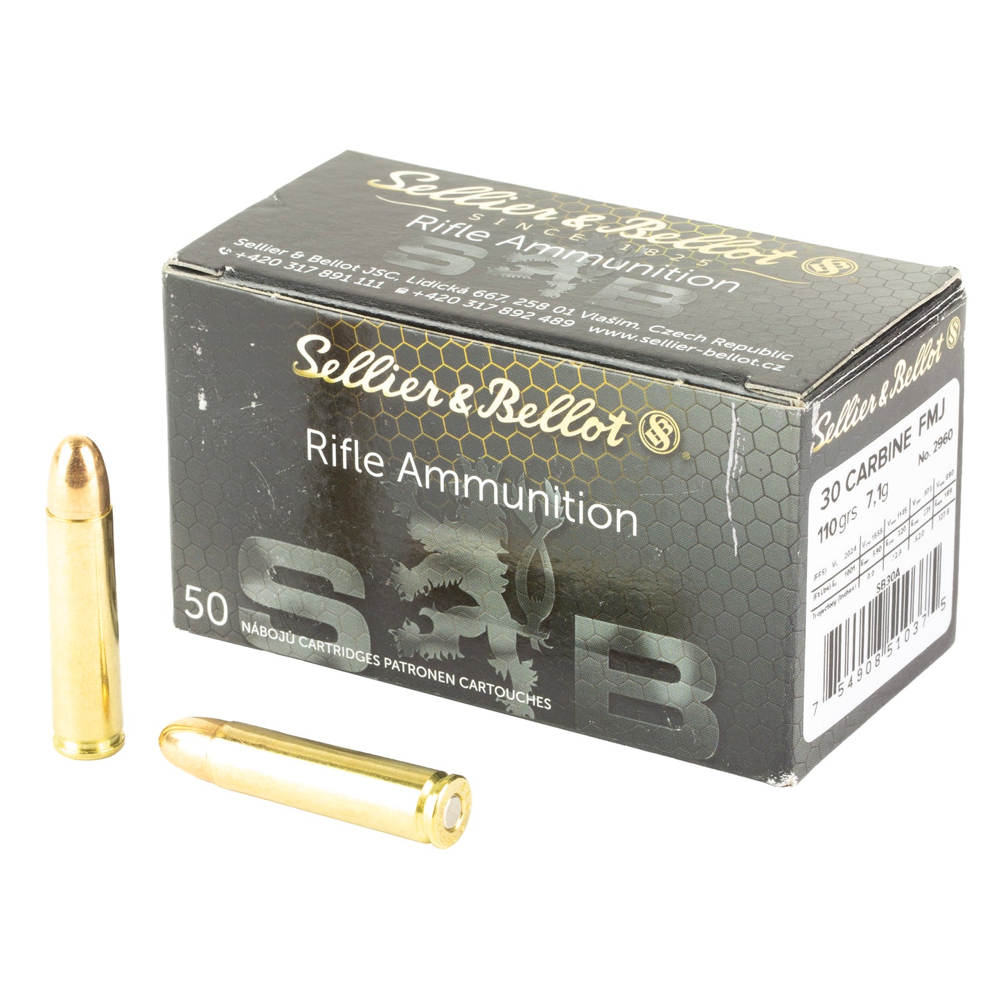 Sellier & Bellot 30 Carbine 110gr FMJ – 50 Rounds
