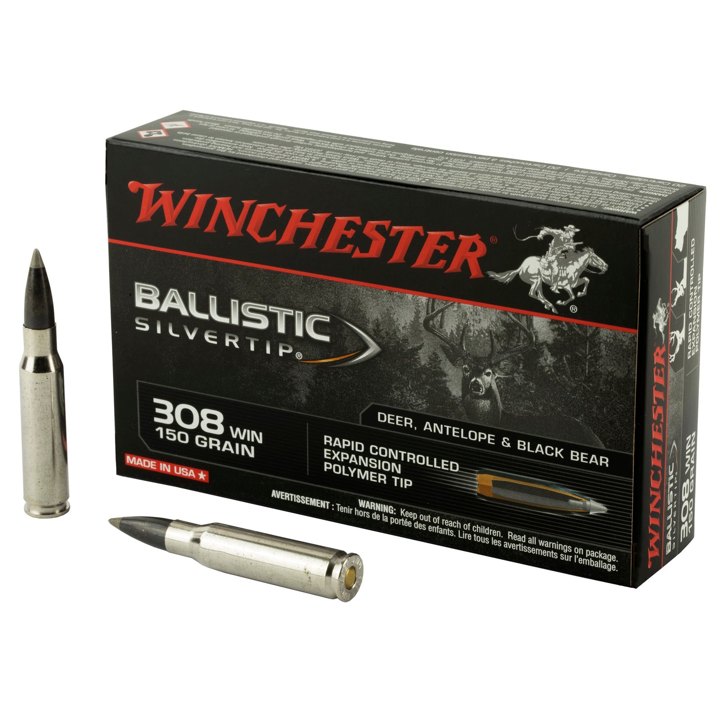 Winchester Ballistic Silvertip 308 Win 150gr Polymer Tip – 20 Rounds
