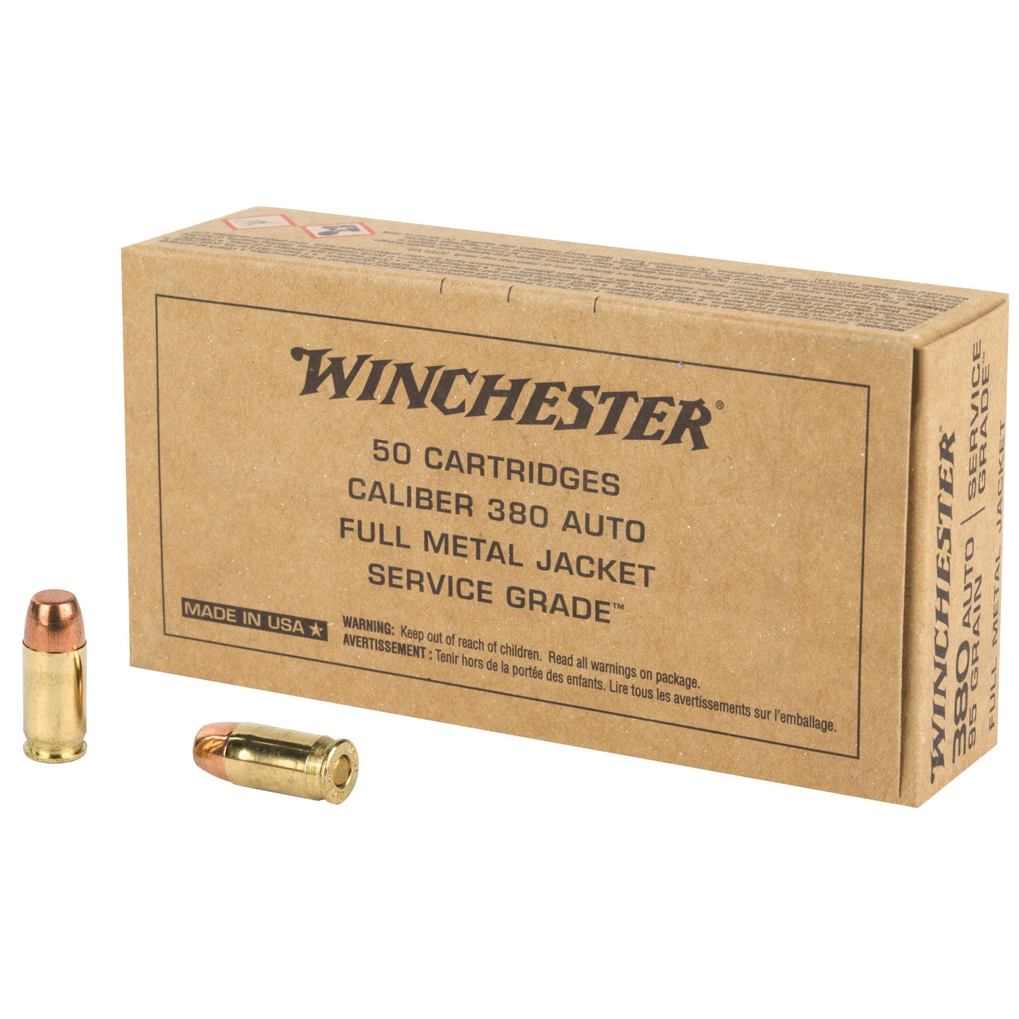 Winchester Service Grade 380 ACP 95gr FMJ – 50 Rounds