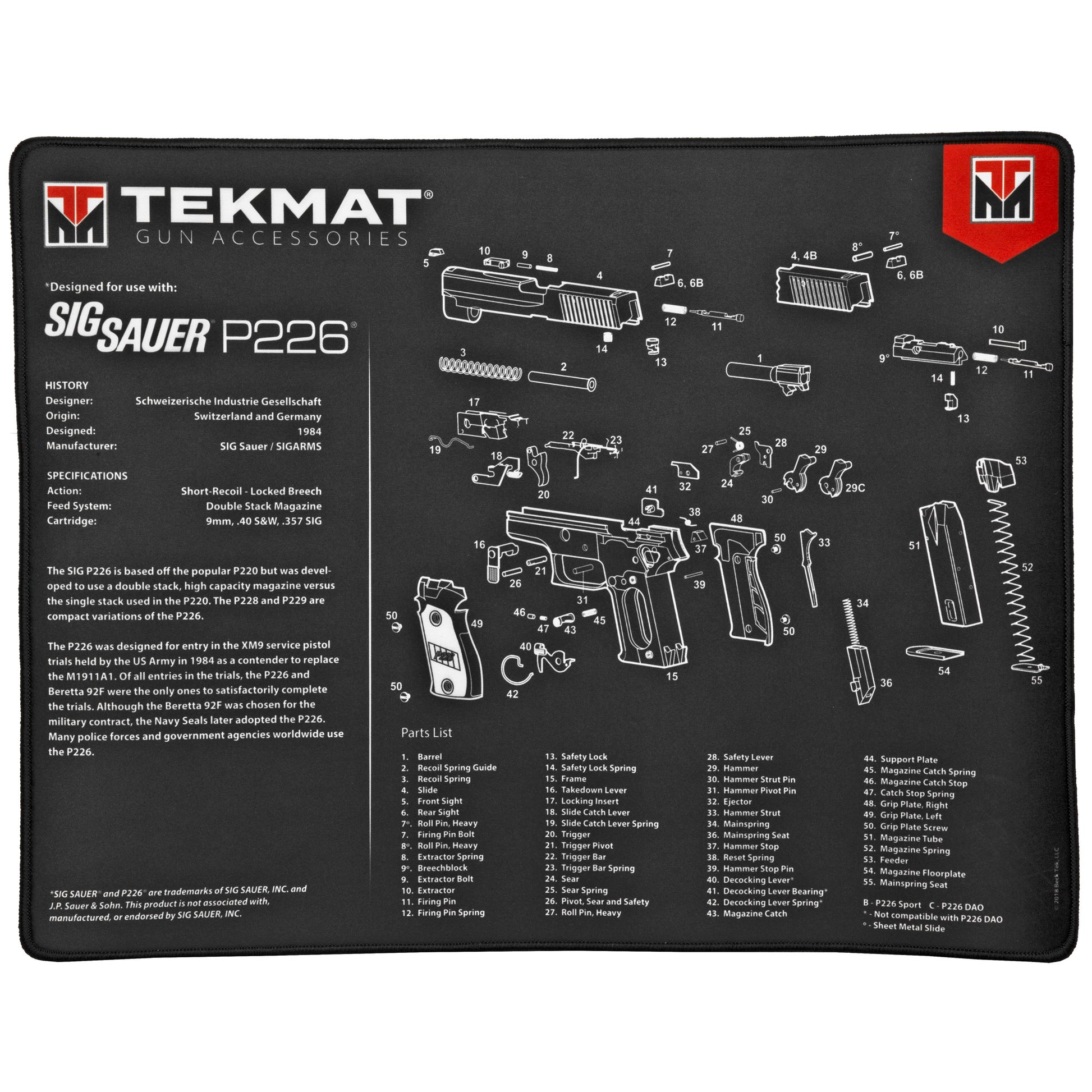 TEKMAT ULTRA PSTL MAT SIG P226 BLK