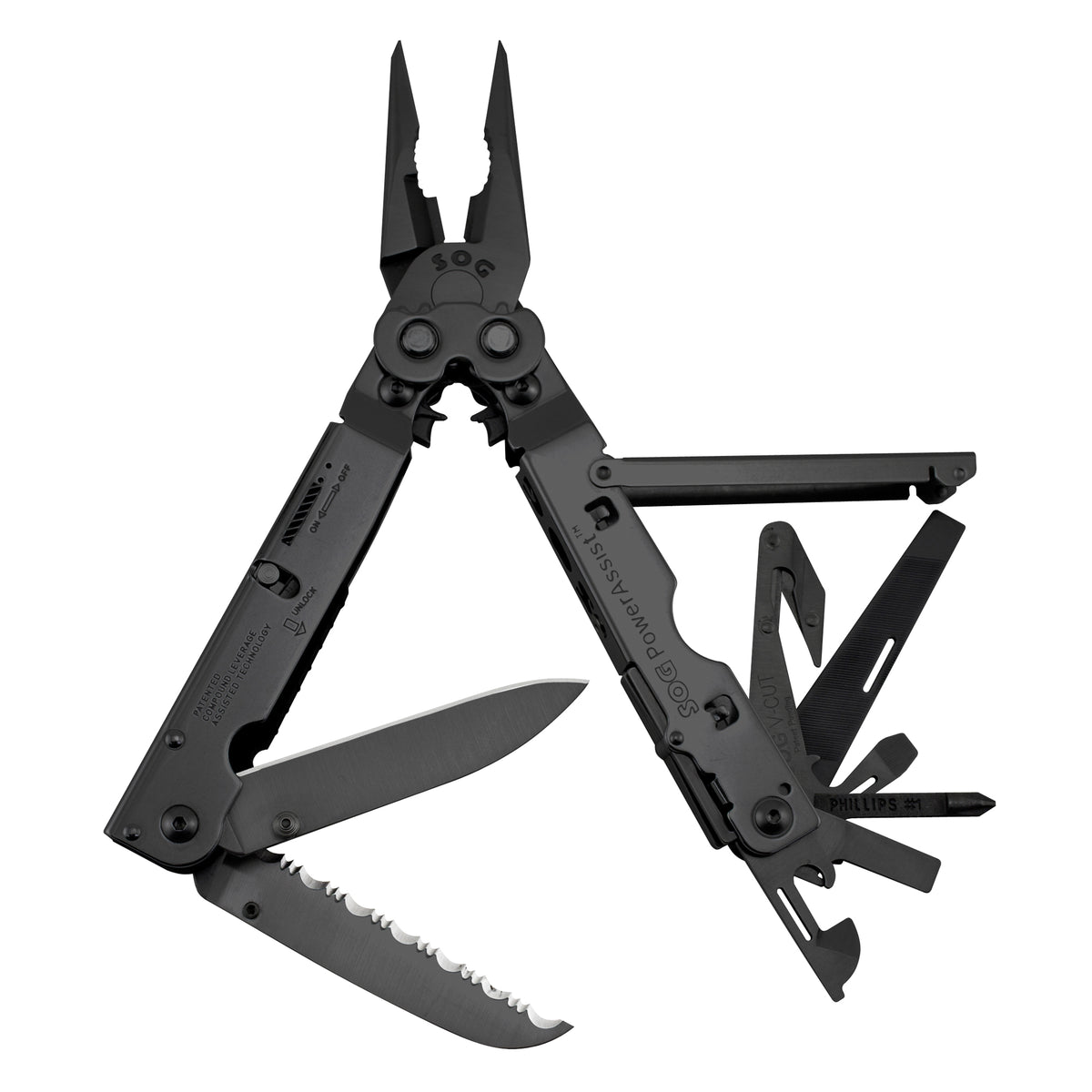 SOG POWERASSIST BLACK W/SHEATH