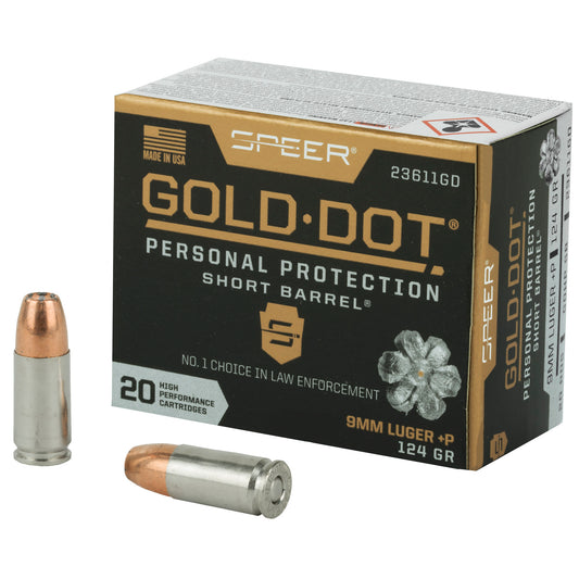 SPR GOLD DOT 9MM+P 124G HP SB 20/200