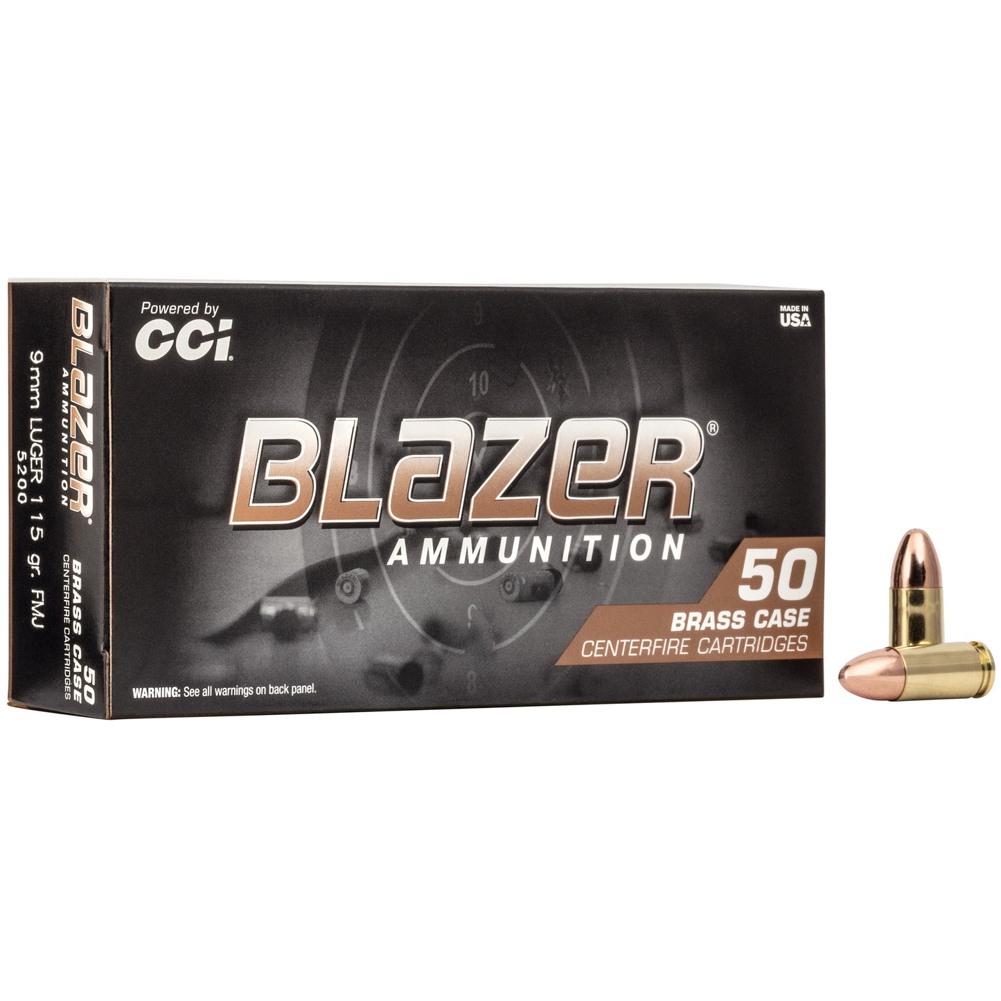 Blazer Brass 9mm 115gr FMJ Range Ammunition – 50 Rounds