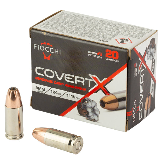 FIOCCHI COVERTX 9MM 124GR JHP 20/200
