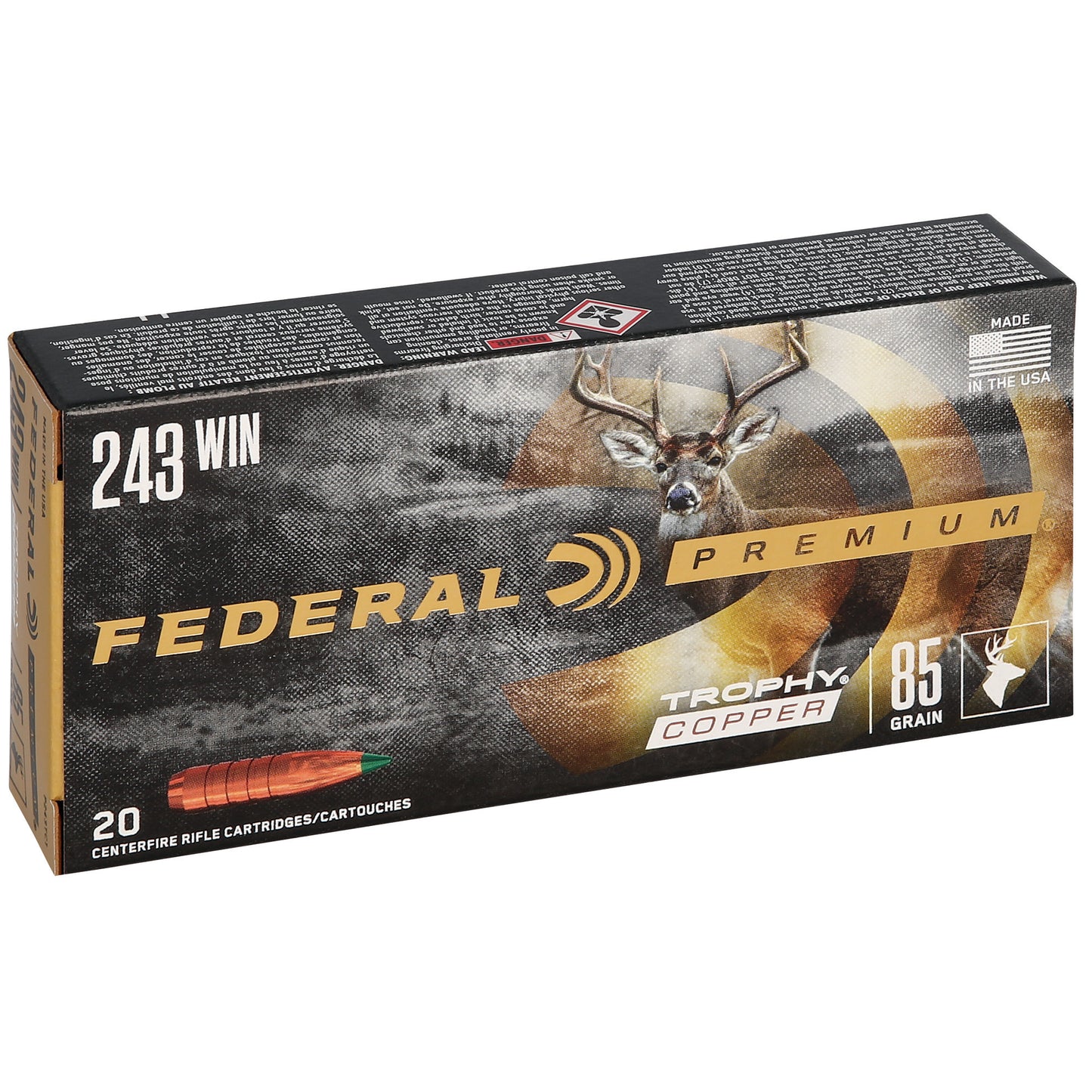 FED PRM 243WIN 85GR TRPHY COPPER 20