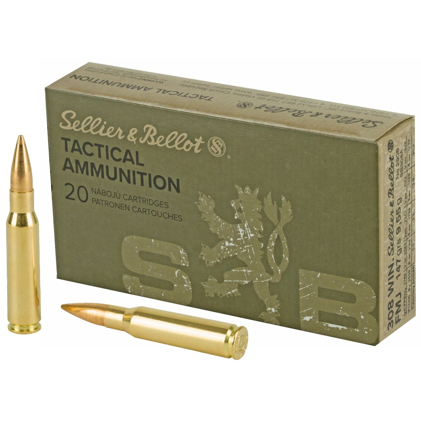 Sellier & Bellot 308 Winchester 147gr FMJ – 20 Rounds