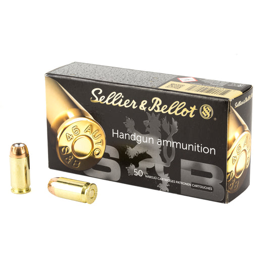Sellier & Bellot .45 ACP 230gr JHP – 50 Rounds