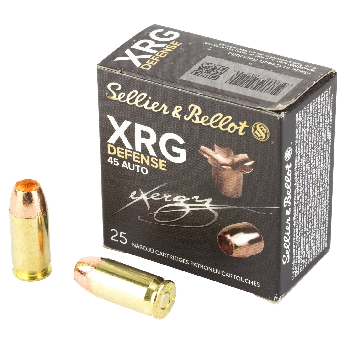 Sellier & Bellot 45 ACP 165gr XRG Defense JHP – 25 Rounds