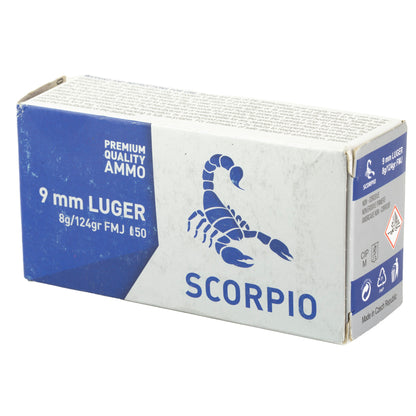 SCORPIO AMMO 9MM 124GR FMJ 50/1000