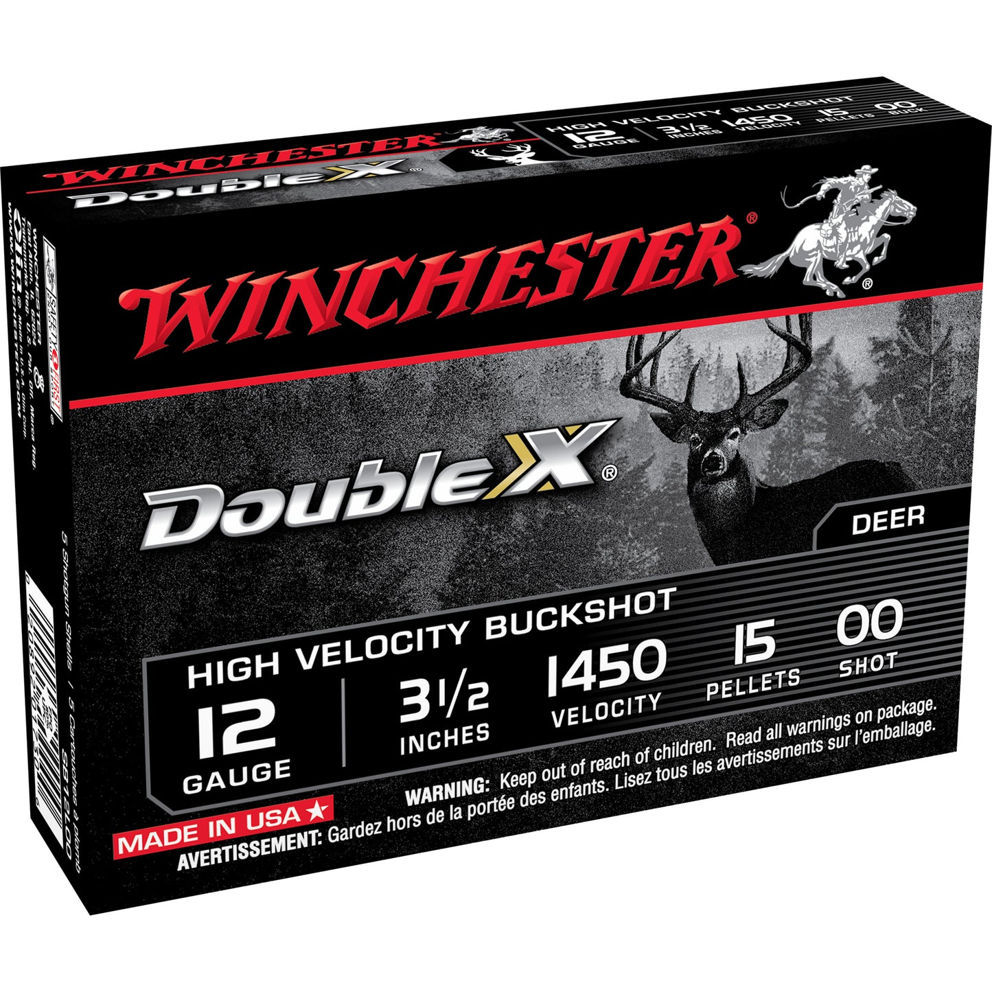 Winchester Double X 12 Gauge 3.5" 00 Buckshot 15 Pellet – 5 Rounds
