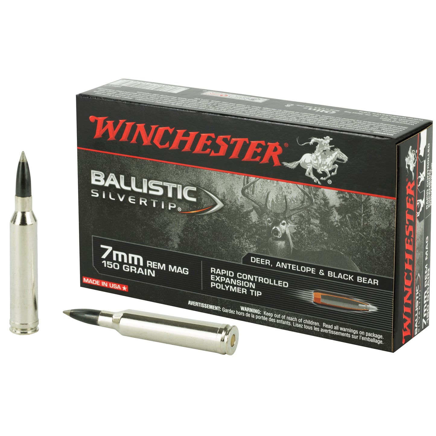 Winchester Ballistic Silvertip 7mm Rem Mag 150gr Polymer Tip – 20 Rounds